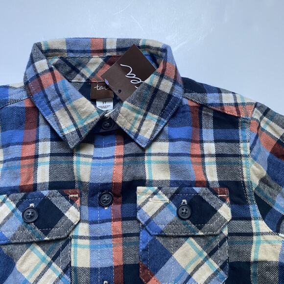 NEW Tea Collection Plaid Flannel Button Down Shirt - Picture 2 of 2